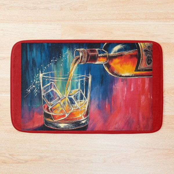 Item preview, Raise the Glass High - A Whiskey Pour in Motion in a Burst of Abstract Vivid Colors Digital AI Art designed and sold by OlfactoART Studio.