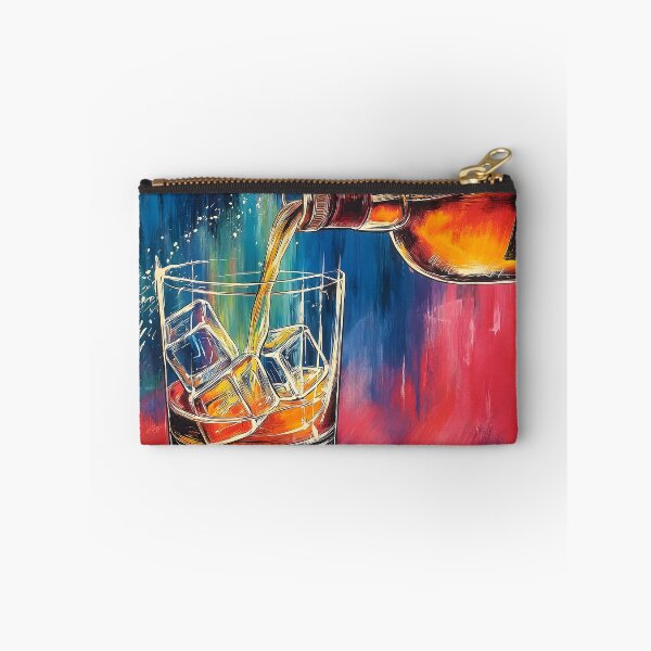 Item preview, Raise the Glass High - A Whiskey Pour in Motion in a Burst of Abstract Vivid Colors Digital AI Art designed and sold by OlfactoART Studio.