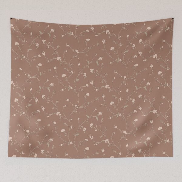 Item preview, Pink Carnation Florals on Mocha Brown designed and sold by VintageStyle.