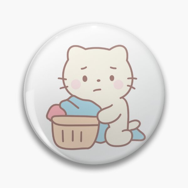 Item preview, Cute Cat Doing Laundry Upset Adulting Hand-Drawn Kawaii designed and sold by strawberrycups.