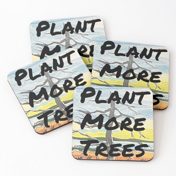 Item preview, Plant More Trees Graphic over posca pen hand drawn tree Maine Sunset  designed and sold by Breezy Day by Meg Gregory.