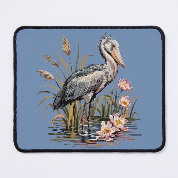 Item preview, Shoebill Stork in Water Lily Marsh Vintage Style designed and sold by BirdsnStuff.