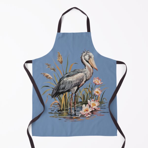 Item preview, Shoebill Stork in Water Lily Marsh Vintage Style designed and sold by BirdsnStuff.