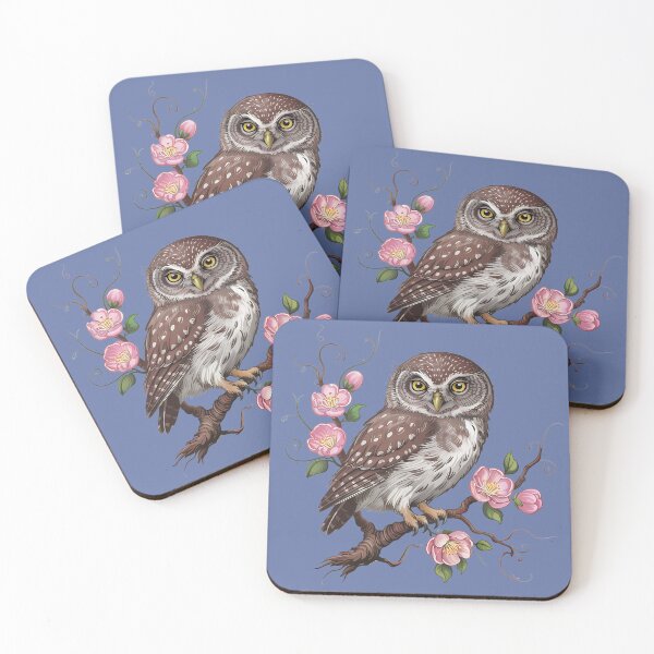 Item preview, Pygmy Owl with Blossoms Vintage Botanical Art designed and sold by BirdsnStuff.
