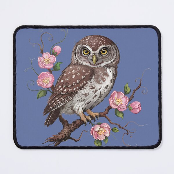 Item preview, Pygmy Owl with Blossoms Vintage Botanical Art designed and sold by BirdsnStuff.