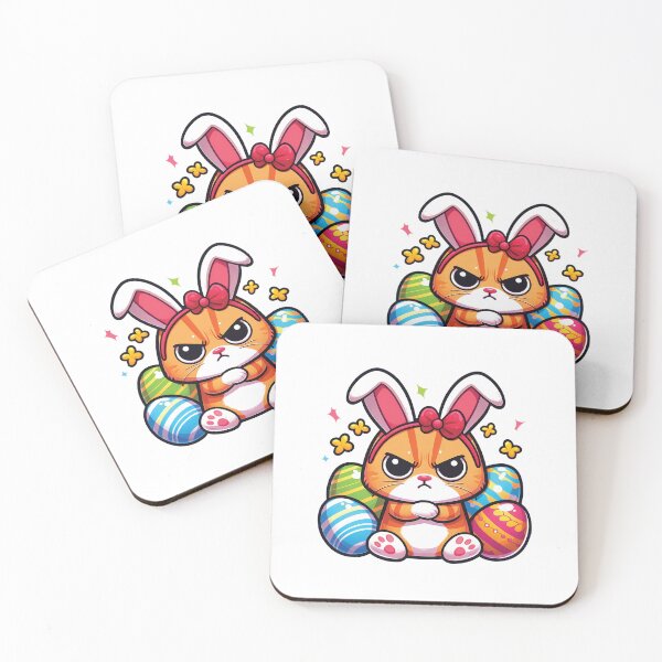 Item preview, angry bunny cat with easter eggs designed and sold by helenostore.
