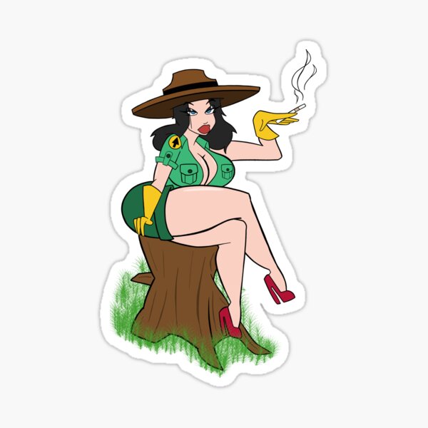 Vista previa del artículo con la obra «Pin-up de Elizabeth Park Ranger», diseñado y vendido por Fanartz.