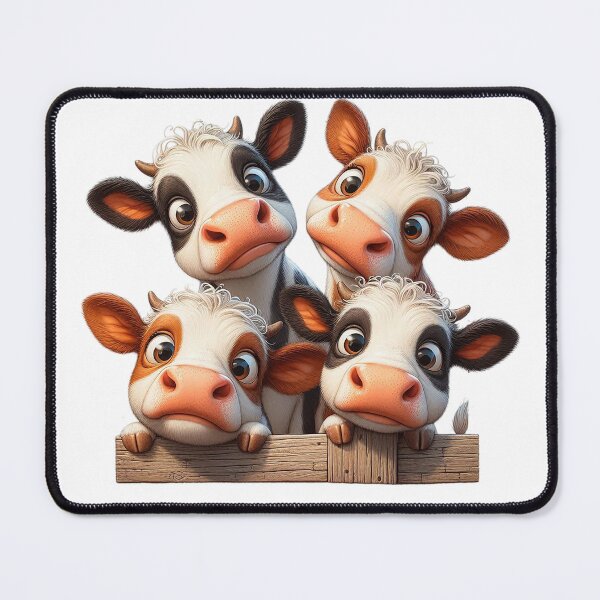 Vista previa del artículo con la obra «Vacas felices y divertidas que dicen Hola Diseño de vacas adorablemente curiosas», diseñado y vendido por Betty Maria Dig Art.