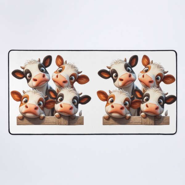 Vista previa del artículo con la obra «Vacas felices y divertidas que dicen Hola Diseño de vacas adorablemente curiosas», diseñado y vendido por Betty Maria Dig Art.