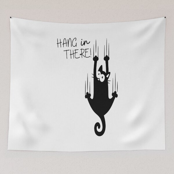 Item preview, Funny Black Cat Hanging On - Hang in There! Humorous Kitty designed and sold by Spyshirt.