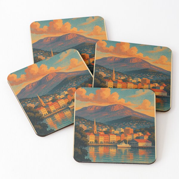 Item preview, Hobart Waterfront and Mount Wellington at Sunset, Tasmania designed and sold by Places On Earth.