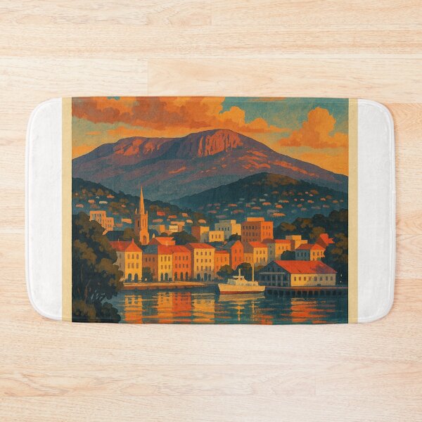 Item preview, Hobart Waterfront and Mount Wellington at Sunset, Tasmania designed and sold by Places On Earth.