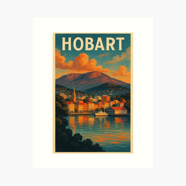Item preview, Hobart Waterfront and Mount Wellington at Sunset, Tasmania designed and sold by Places On Earth.