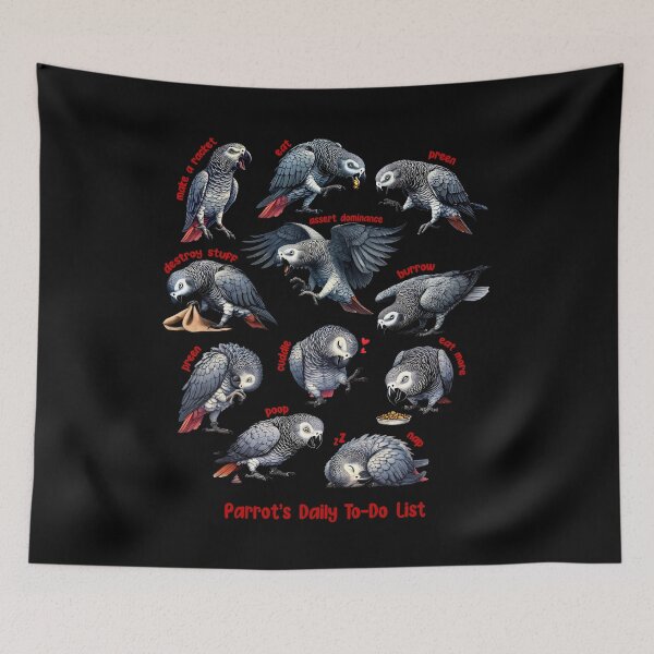 Item preview, African Grey Daily To-Do List Parrot Lover Birding designed and sold by Kimberley King Art  King Art.