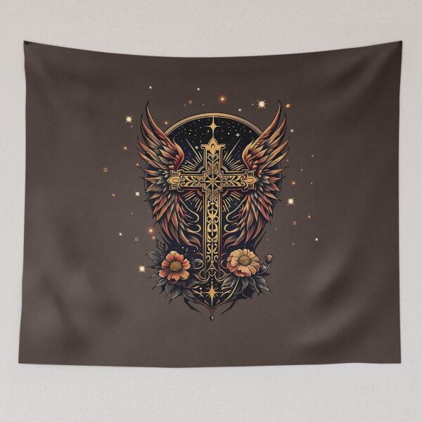Item preview, A symbol of strength: The ornate cross with wings. designed and sold by nicky2342.