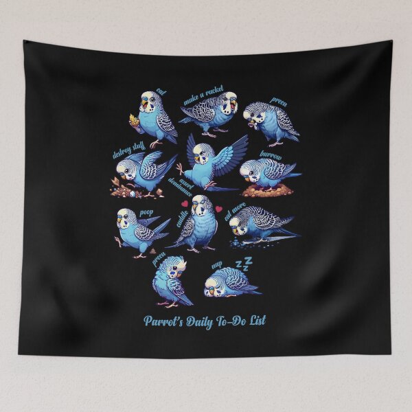 Item preview, Budgerigar Daily To-Do List Blue Parakeet  Parrot Lover Birding designed and sold by Kimberley King Art  King Art.