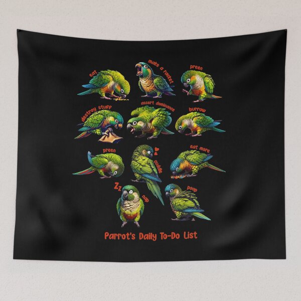 Item preview, Green Cheek Conure Daily To-Do List Parrot Lover Birding designed and sold by Kimberley King Art  King Art.