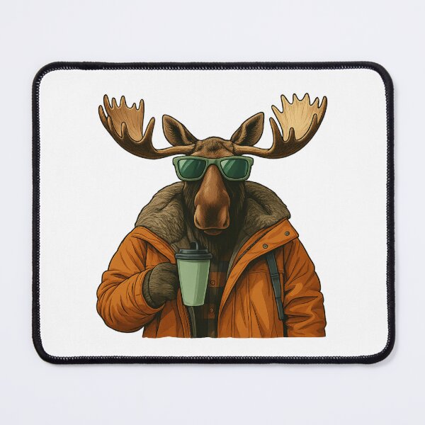 Item preview, Cool Moose with Coffee – Winter Vibes in Style designed and sold by PrintaZaur.