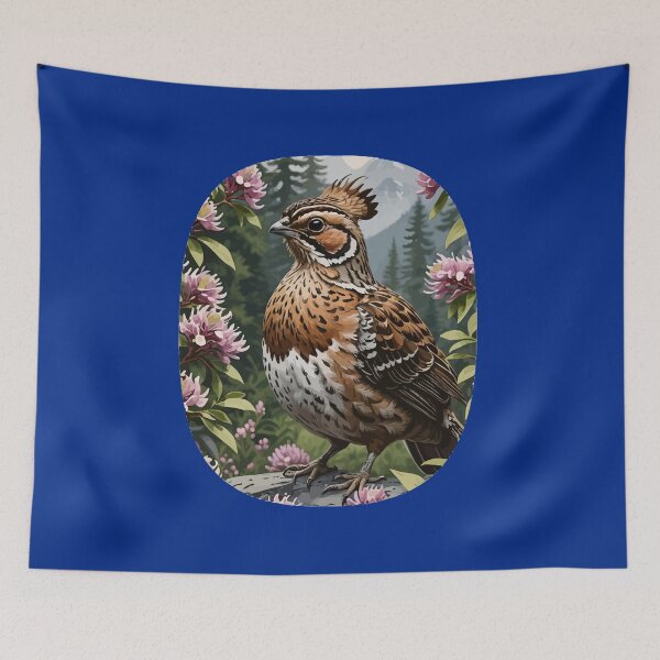 Item preview, Ruffed Grouse Surrounded By Mountain Laurel Flowers designed and sold by taiche.