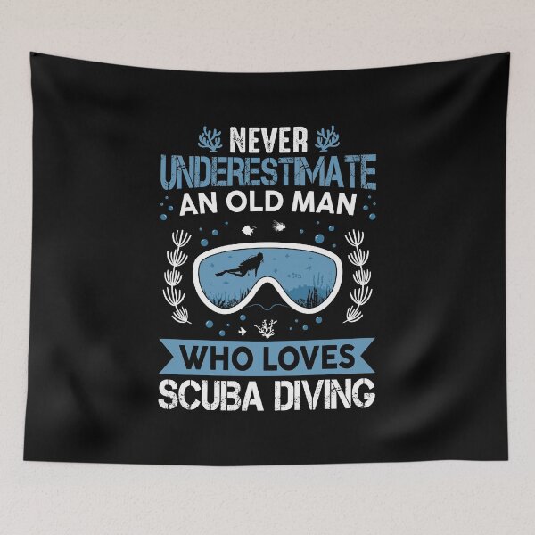 Item preview, Old man who loves Scuba Retro Scuba Diving Art designed and sold by Back2Collage.