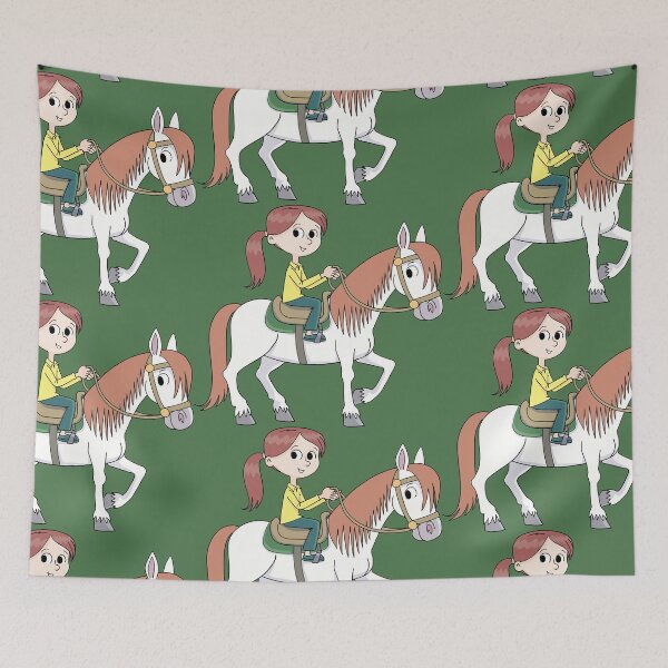 Item preview, girl with a tail in her hair is riding a pony horse2 designed and sold by duxpavlic.