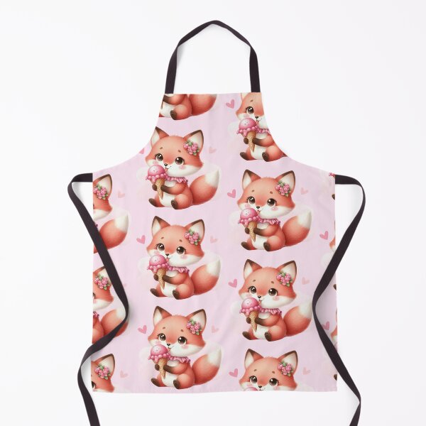 Item preview, PINK ICE Cute Fox Eating Pink Ice Cream designed and sold by CrystalsArtPaws.