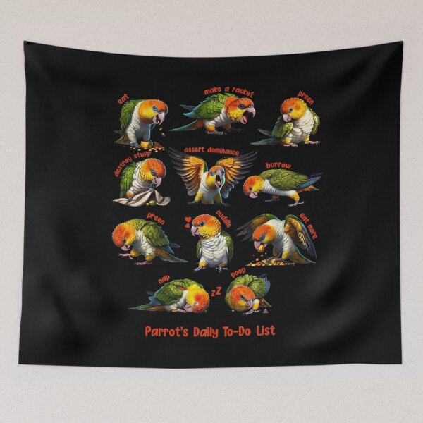Item preview, White Bellied Caique Daily To-Do List Parrot Lover Birding designed and sold by Kimberley King Art  King Art.