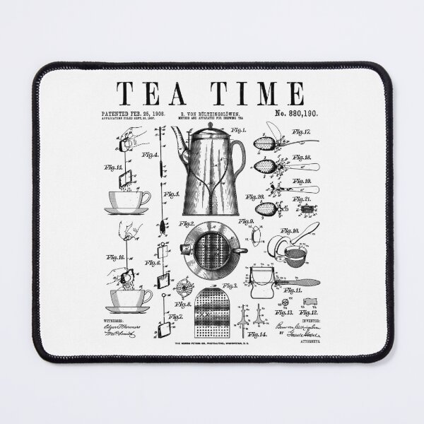 Item preview, Tea Lover Drinker Pot Cup Strainer Bag Vintage Patent Print designed and sold by GrandeDuc.