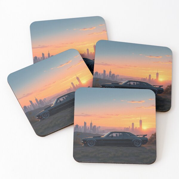 Item preview, Black Nissan Skyline in front of a city, anime art designed and sold by Salimgor Hangaround Music.