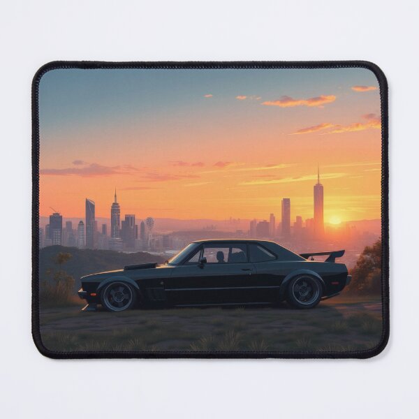 Item preview, Black Nissan Skyline in front of a city, anime art designed and sold by Salimgor Hangaround Music.