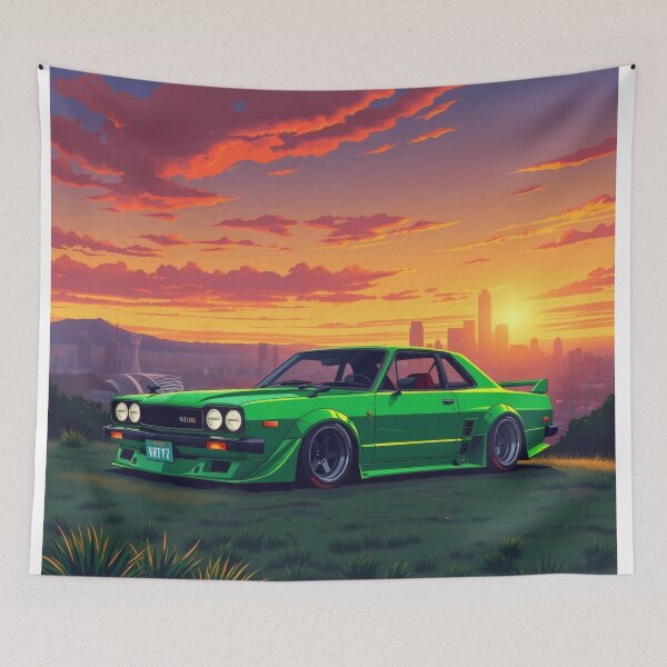 Item preview, Nissan Skyline on a meadow, anime art designed and sold by Salimgor Hangaround Music.