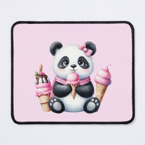 Item preview, PINK ICE Cute Panda Eating Pink Ice Cream designed and sold by CrystalsArtPaws.