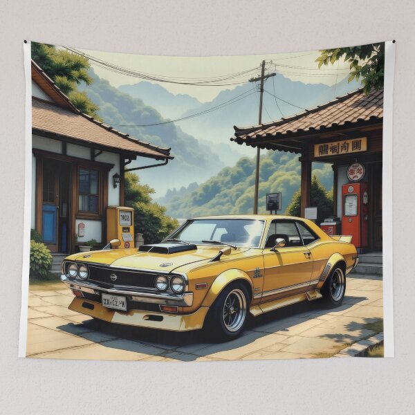 Item preview, Yellow vintage Nissan in the mountains designed and sold by Salimgor Hangaround Music.