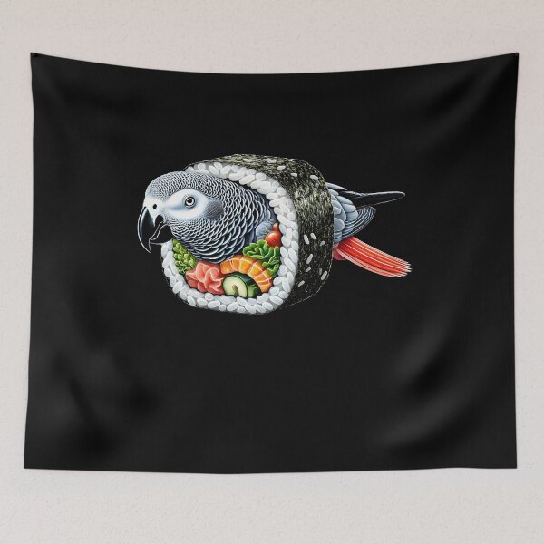 Item preview, Funny Sushi African Grey Parrot Lover Birding designed and sold by Kimberley King Art  King Art.