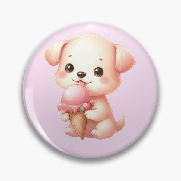 Item preview, PINK ICE Cute Puppy Dog Eating Pink Ice Cream  designed and sold by CrystalsArtPaws.