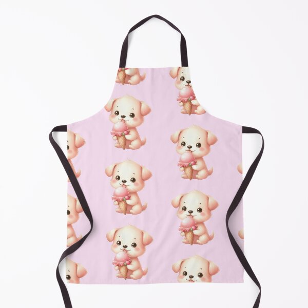 Item preview, PINK ICE Cute Puppy Dog Eating Pink Ice Cream designed and sold by CrystalsArtPaws.