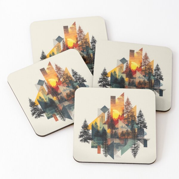 Item preview, Sunset Forest & City Double‑Exposure Geometric Art designed and sold by The Art Morpher.