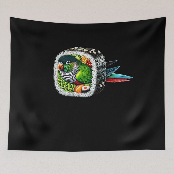 Item preview, Funny Sushi Green Cheek Conure Parrot Lover Birding designed and sold by Kimberley King Art  King Art.
