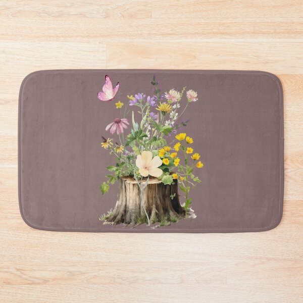Item preview, Whimsical Wildflowers and Butterfly on Tree Stump Illustration designed and sold by Nadia-joy.