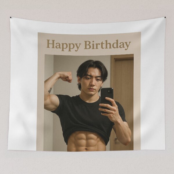 Item preview, Jungkook Golden Flexing Abs Birthday Mirror Selfie designed and sold by Aryabek.