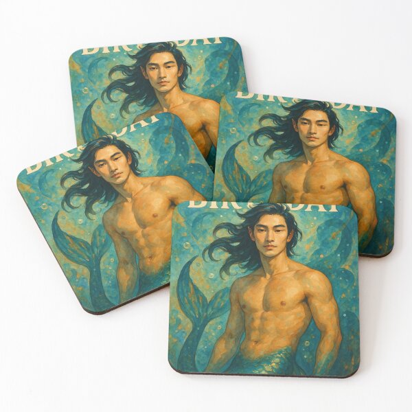 Item preview, Shirtless Merman Fantasy Birthday – Asian Merman Underwater Art designed and sold by Aryabek.