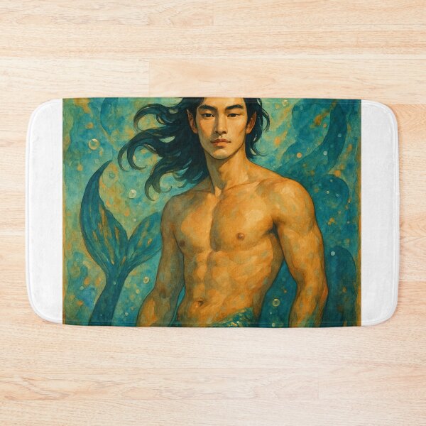 Item preview, Shirtless Merman Fantasy Birthday – Asian Merman Underwater Art designed and sold by Aryabek.