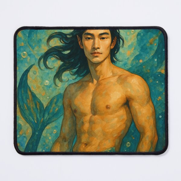 Item preview, Shirtless Merman Fantasy Birthday – Asian Merman Underwater Art designed and sold by Aryabek.