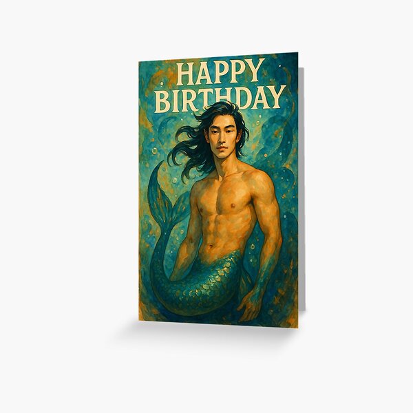 Aperçu de l'œuvre Anniversaire fantastique d'un triton torse nu – Art sous-marin asiatique créée et vendue par Aryabek.