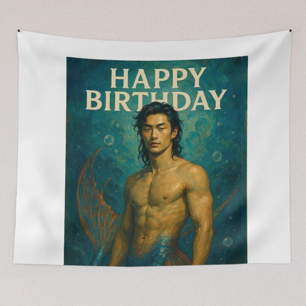 Item preview, Handsome Asian Merman Birthday in Deep Sea Fantasy Style designed and sold by Aryabek.