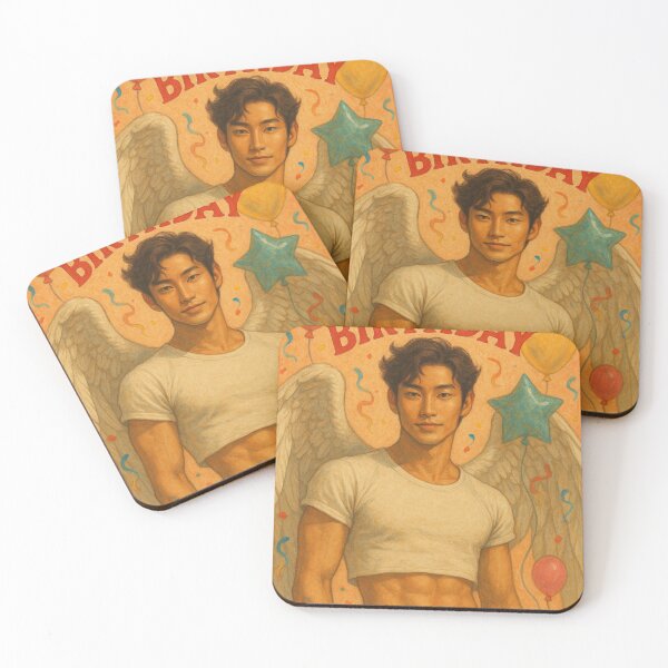Item preview, Birthday Angel with Balloons and Abs – Winged Asian Man Celebration designed and sold by Aryabek.