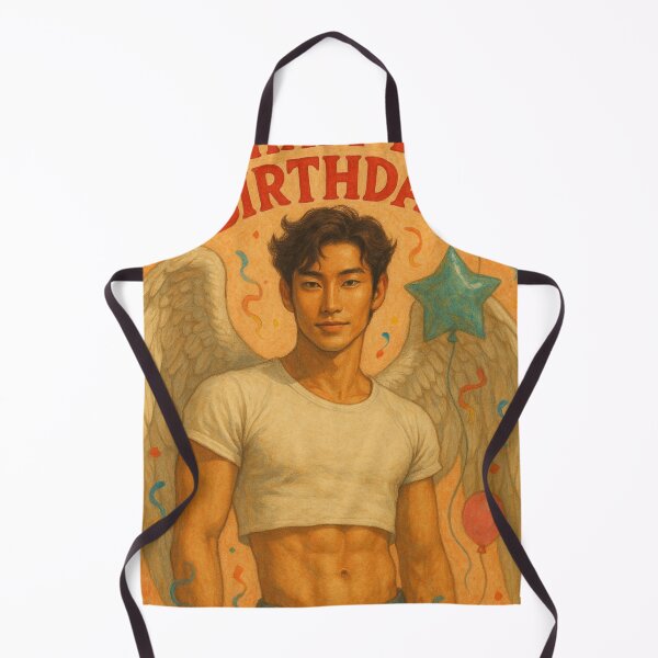 Item preview, Birthday Angel with Balloons and Abs – Winged Asian Man Celebration designed and sold by Aryabek.