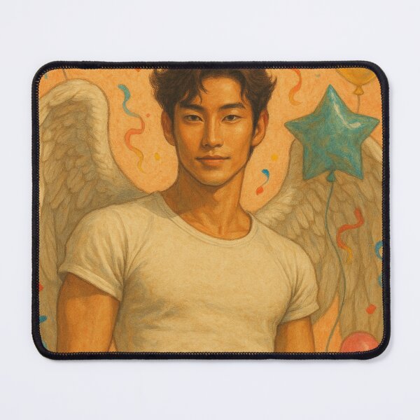 Item preview, Birthday Angel with Balloons and Abs – Winged Asian Man Celebration designed and sold by Aryabek.