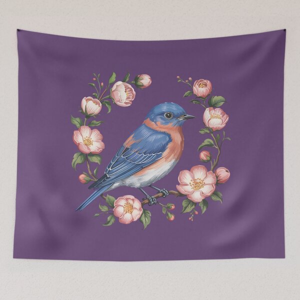 Item preview, Eastern Bluebird in Blossoms for Nature Lovers designed and sold by BirdsnStuff.