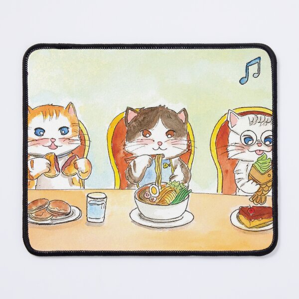 Item preview, Three cute cat kitty eating noodle ice cream dorayaki designed and sold by Green2711.